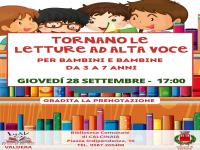 Tornano le letture ad alta voce per bambini alla Biblioteca Comunale di Calcinaia!